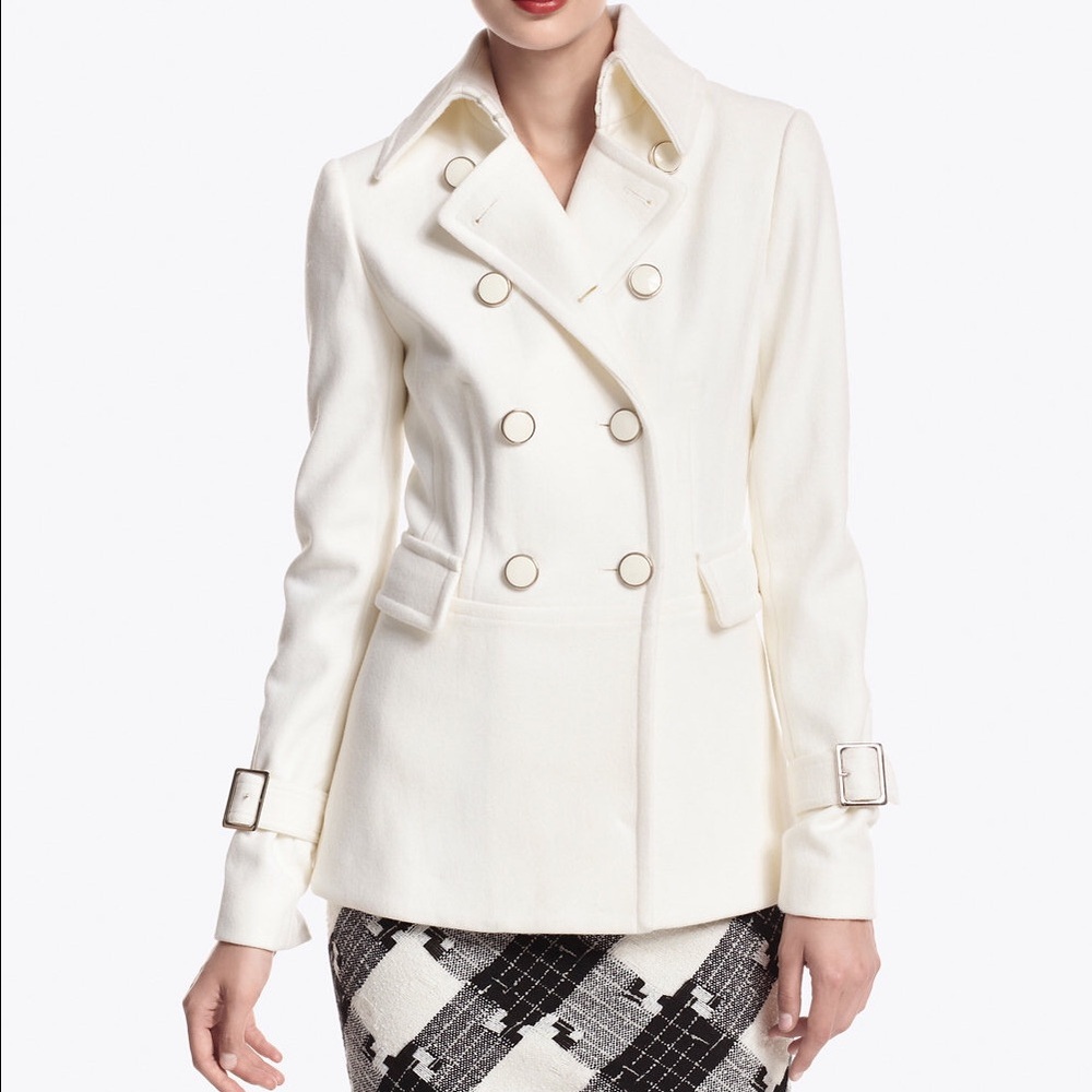 White House Black Market Ivory Pea Coat